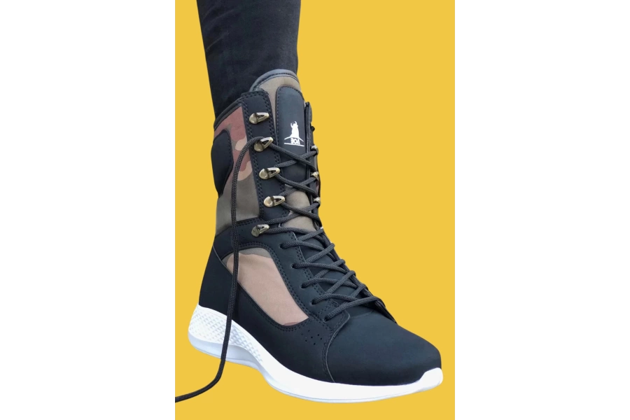 Shoecide Sbo0600 Bağcıklı Siyah Kamuflaj Boksör Unisex Spor Postal Bot