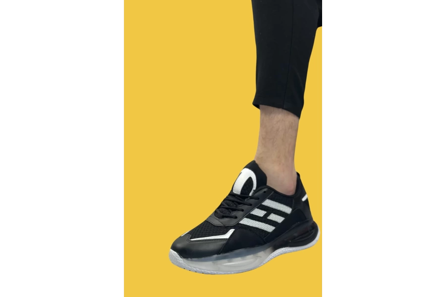 Shoecide Sbo0650 Tarz Sneakers Yüksek Taban Siyah Beyaz Erkek Spor Ayakkabısı