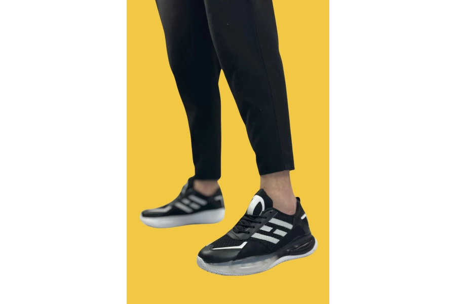 Shoecide Sbo0650 Tarz Sneakers Yüksek Taban Siyah Beyaz Erkek Spor Ayakkabısı
