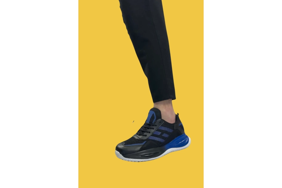 Shoecide Sbo0650 Tarz Sneakers Yüksek Taban Siyah Mavi Erkek Spor Ayakkabısı