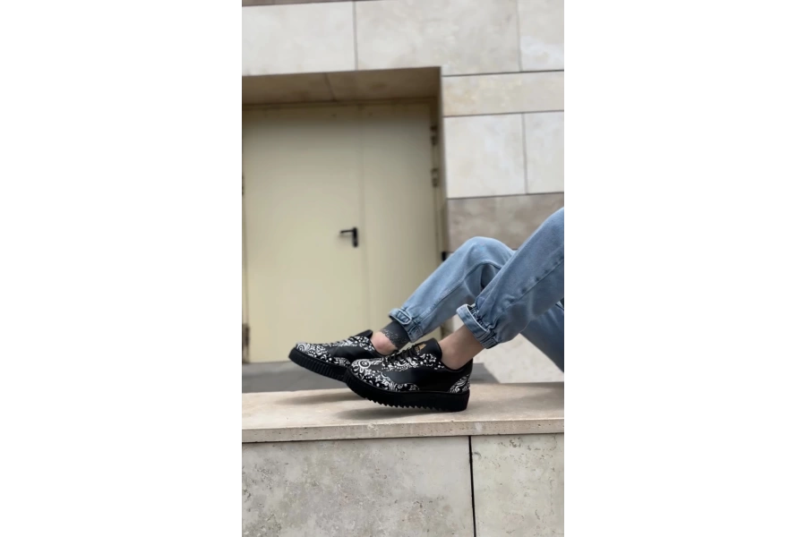 Shoecide Sbo0802 Boa Gotik Desenli Siyah Yüksek Taban Erkek Günlük Ayakkabı