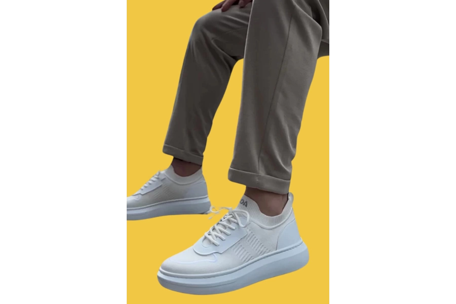 Shoecide Sbo0812 Özel Örme Triko Tarz Beyaz Renk Spor Ayakkabı