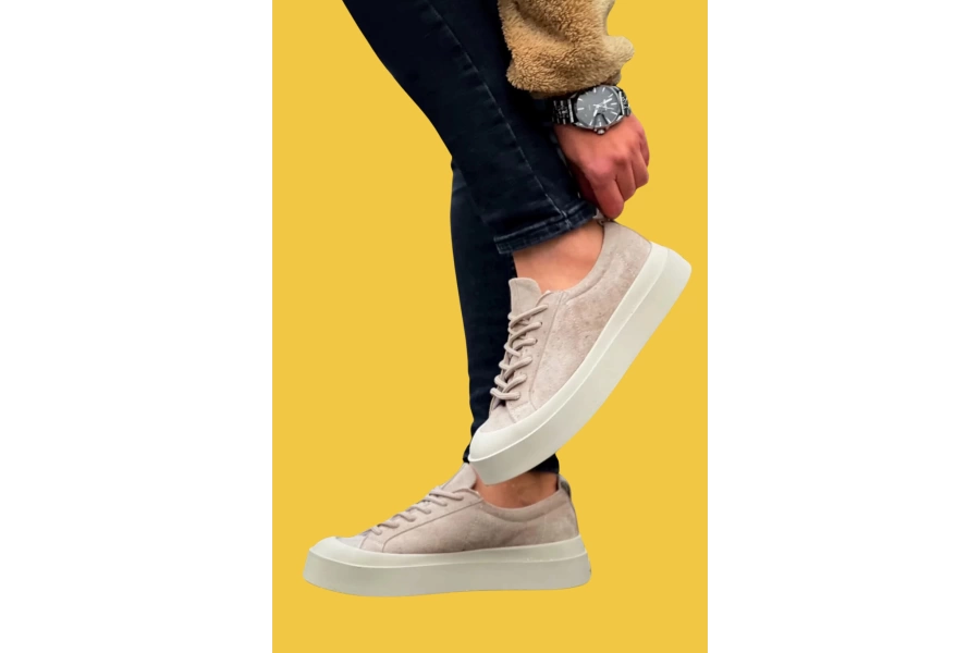Shoecide Sbo500 Bağcıklı Özel Termo Taban Krem Casual Erkek Ayakkabı