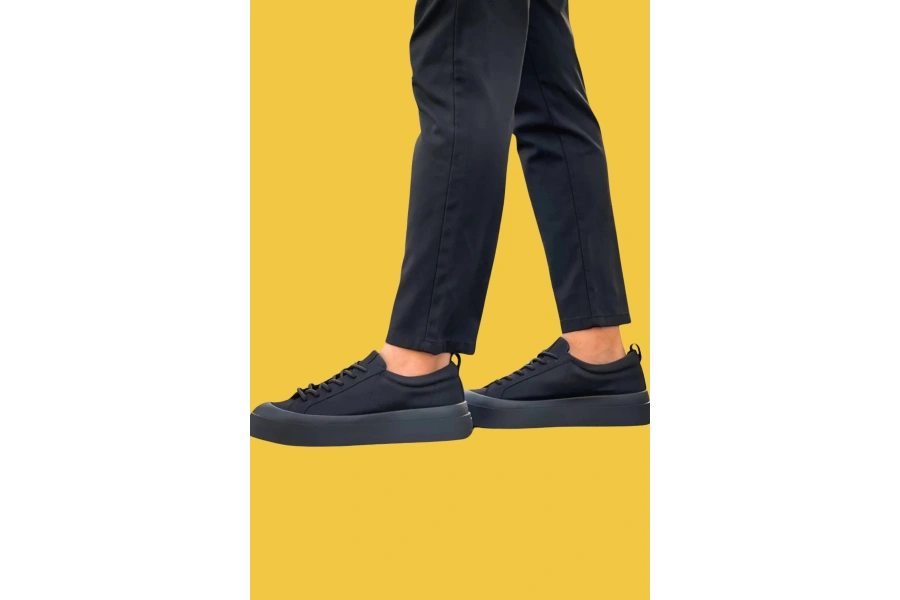 Shoecide Sbo500 Bağcıklı Özel Termo Taban Siyah Renk Casual Erkek Ayakkabı