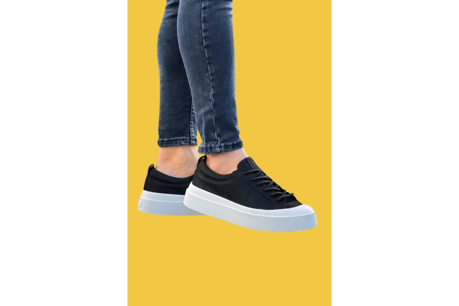 Shoecide Sbo500 Özel Termo Taban Siyah Beyaz Renk Casual Erkek Ayakkabı
