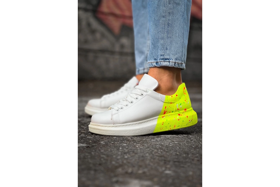 Shoecide Shch254 Cbt Pittura Erkek Ayakkabı 502 Neon Sarı Topuk Splush