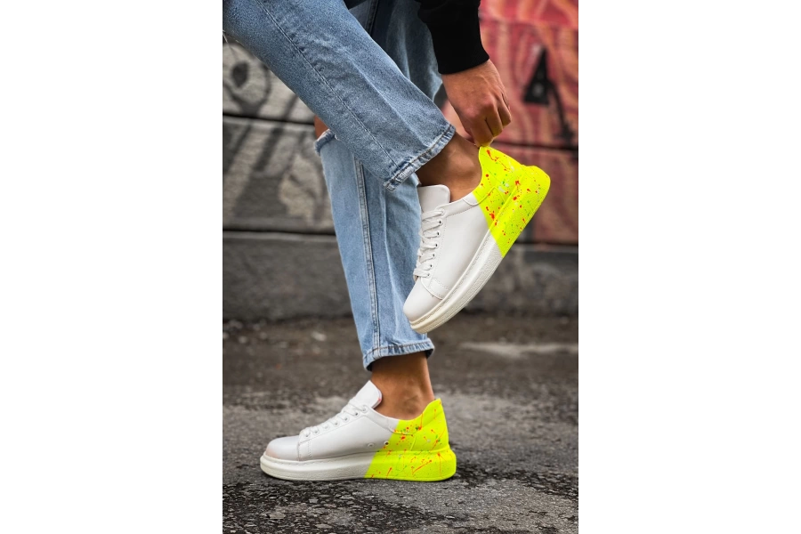 Shoecide Shch254 Cbt Pittura Erkek Ayakkabı 502 Neon Sarı Topuk Splush