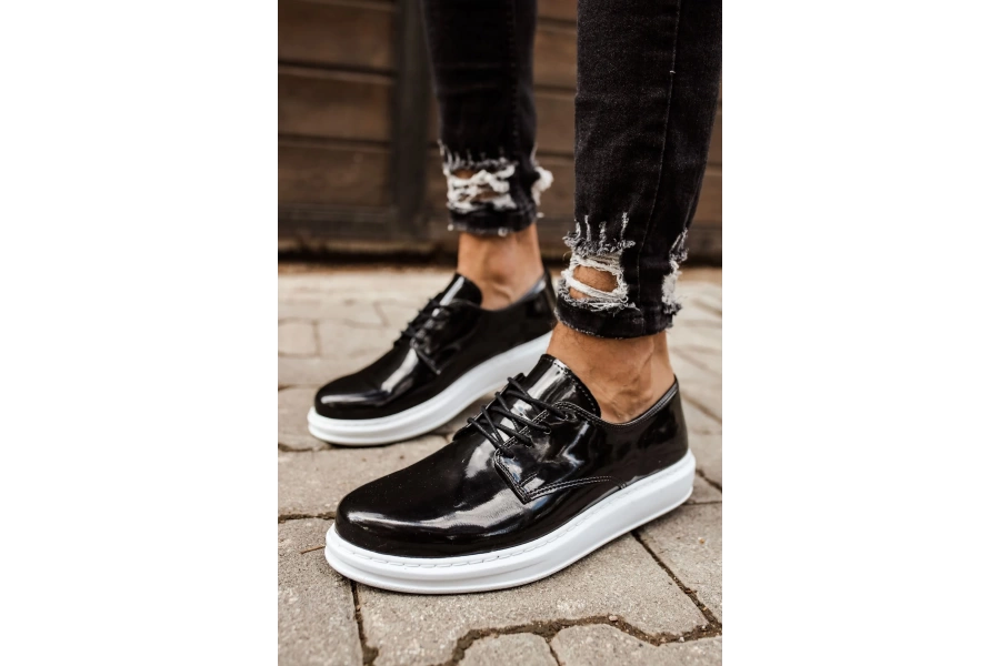 Shoecide Sho003 Bağcıklı Rahat Taban Rbt Pelle Verniciata Classica Erkek Klasik Ayakkabı Sıyah