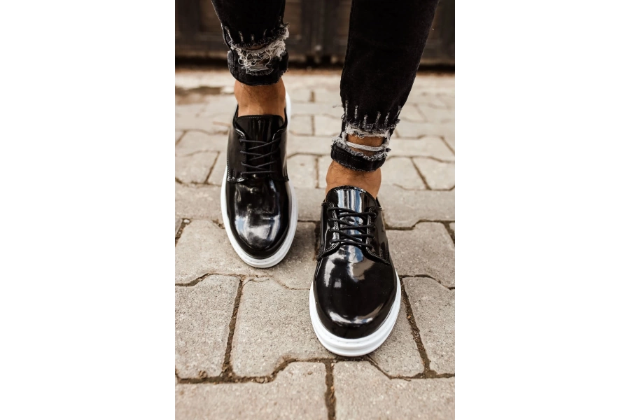 Shoecide Sho003 Bağcıklı Rahat Taban Rbt Pelle Verniciata Classica Erkek Klasik Ayakkabı Sıyah