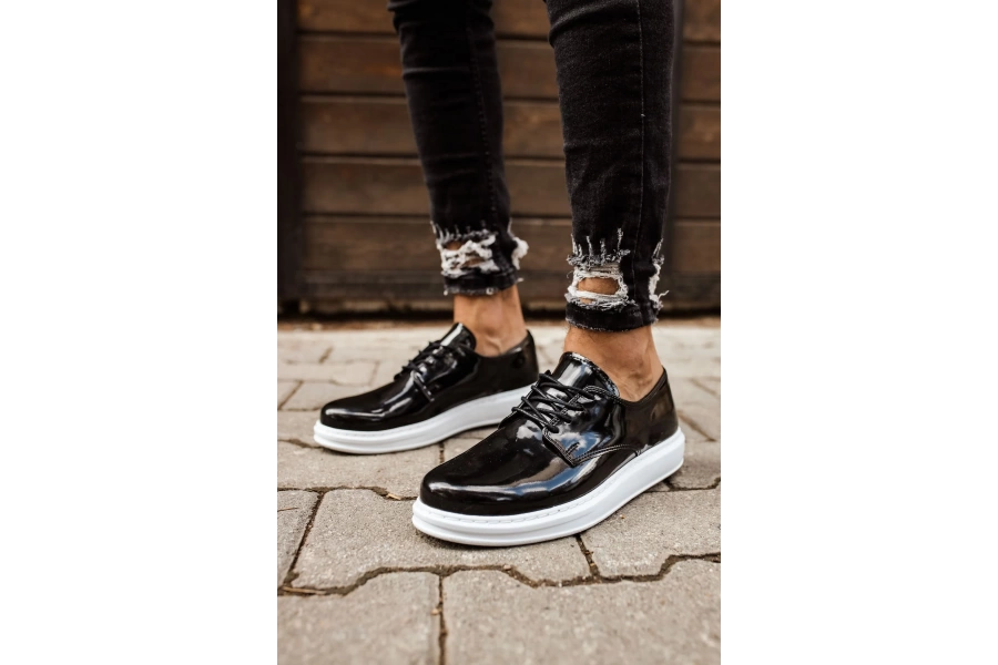 Shoecide Sho003 Bağcıklı Rahat Taban Rbt Pelle Verniciata Classica Erkek Klasik Ayakkabı Sıyah