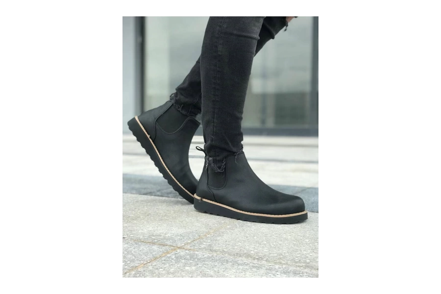 Shoecide Sho045 Cst Lastikli Rahat Taban Chelsea Erkek Bot Sıyah