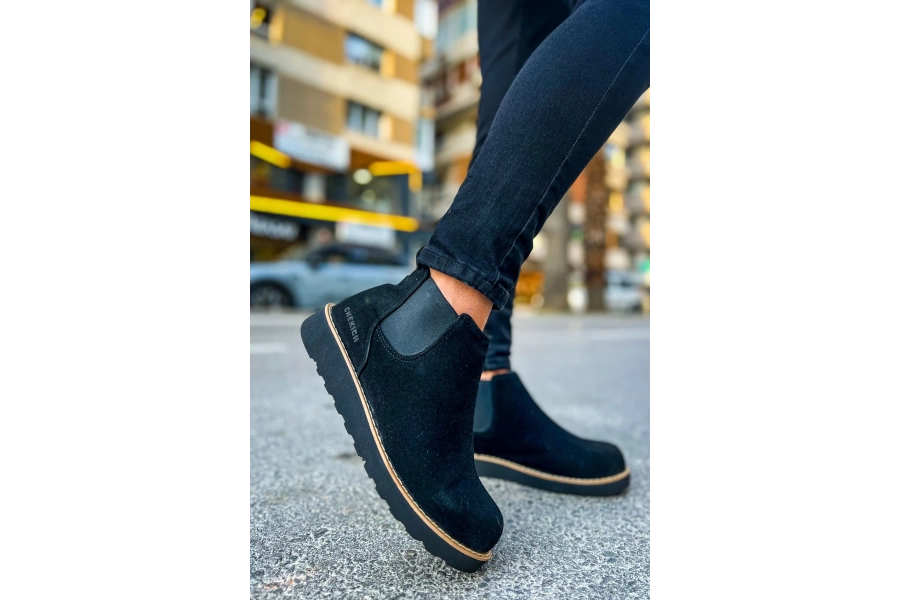 Shoecide Sho045 Sst Lastikli Rahat Taban Chelsea Erkek Bot Sıyah