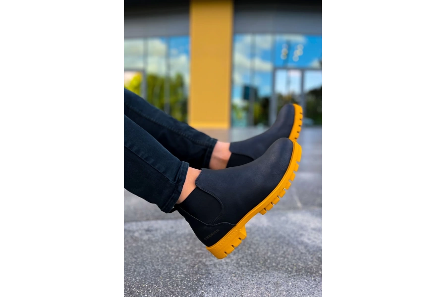Shoecide Sho053 Bağcıksız Lastikli Ssr Erkek Chelsea Bot Sıyah