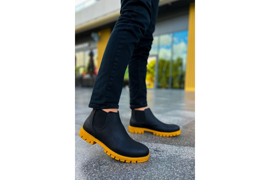 Shoecide Sho053 Bağcıksız Lastikli Ssr Erkek Chelsea Bot Sıyah