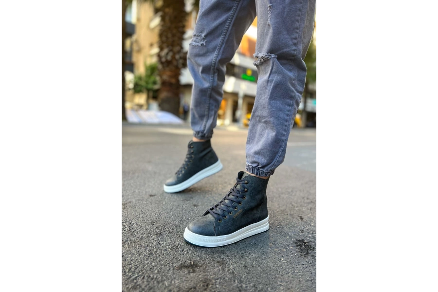 Shoecide Sho055 Bağcıklı Yüksek Taban Cbt Between Erkek Spor Bot Antrasıt