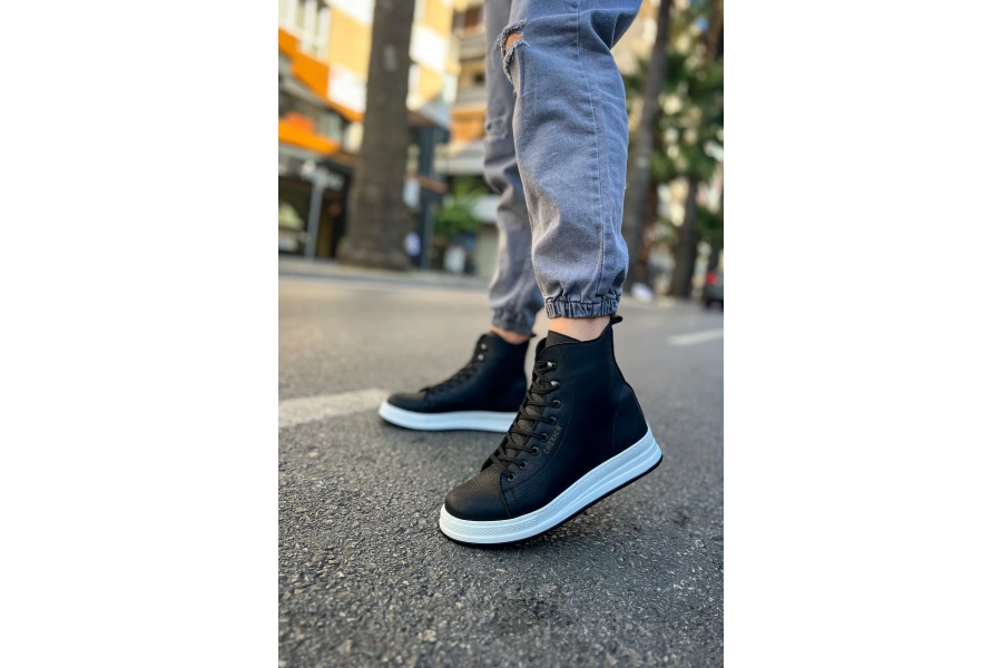 Shoecide Sho055 Bağcıklı Yüksek Taban Cbt Between Erkek Spor Bot Sıyah