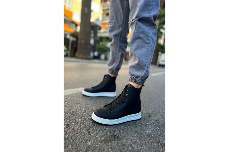 Shoecide Sho055 Bağcıklı Yüksek Taban Cbt Between Erkek Spor Bot Sıyah