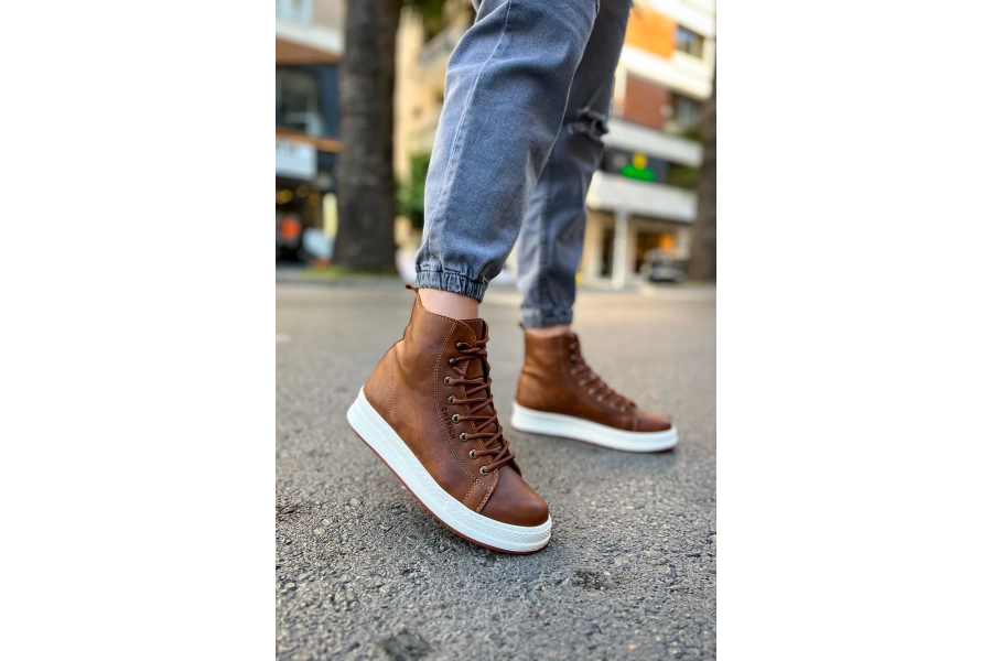 Shoecide Sho055 Bağcıklı Yüksek Taban Cbt Between Erkek Spor Bot Taba