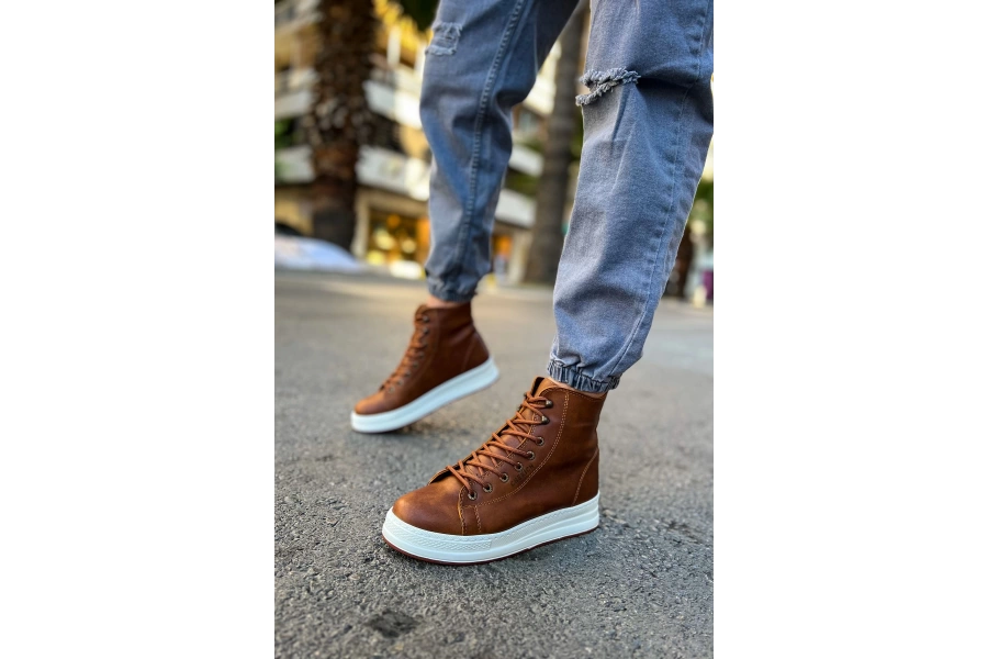 Shoecide Sho055 Bağcıklı Yüksek Taban Cbt Between Erkek Spor Bot Taba