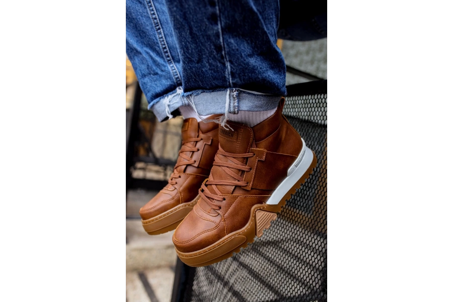 Shoecide Sho057 Bağcıklı Tasarım Taban Gtb Ghost Line Erkek Spor Bot Taba