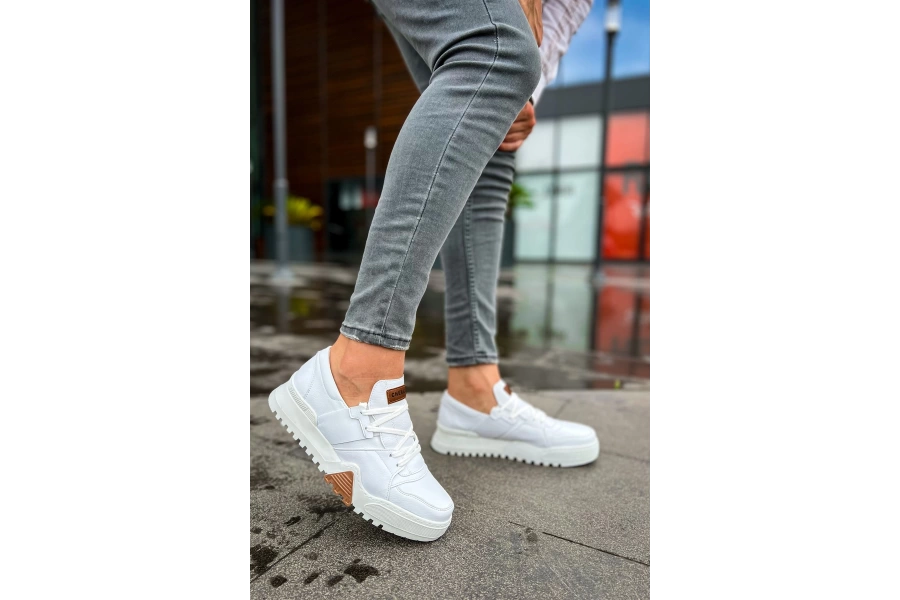 Shoecide Sho067 Bağcıklı Kalın Tasarım Taban Gbt Warrem Erkek Ayakkabı Beyaz / Beyaz