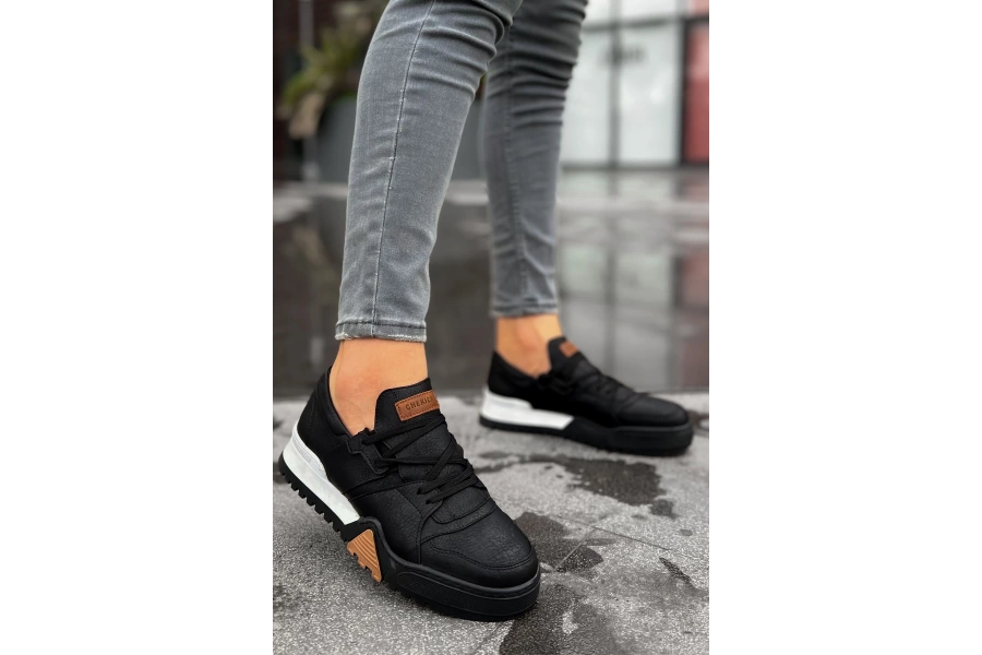 Shoecide Sho067 Bağcıklı Kalın Tasarım Taban Gbt Warrem Erkek Ayakkabı Sıyah/sıyah