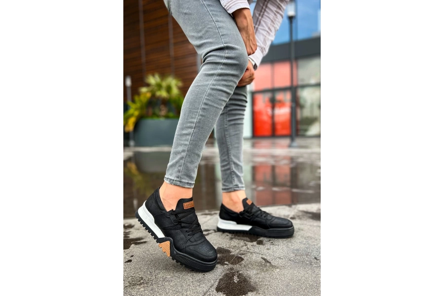 Shoecide Sho067 Bağcıklı Kalın Tasarım Taban Gbt Warrem Erkek Ayakkabı Sıyah/sıyah