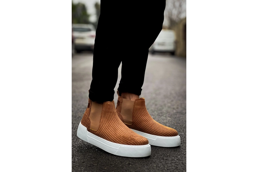 Shoecide Sho069 Bağcıksız Lastikli Chelsea Krt Harmany Erkek Bot Taba