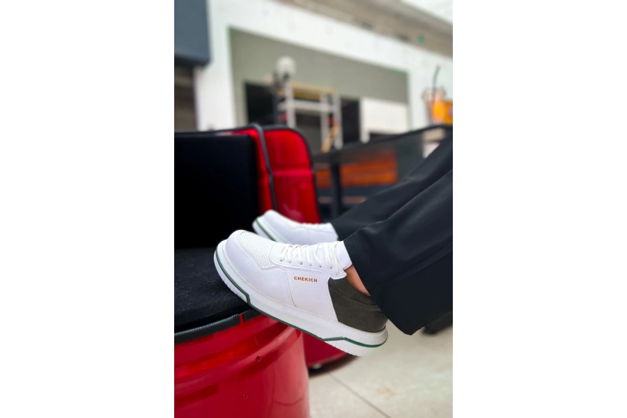 Shoecide Sho075 Cbt Signature Erkek Ayakkabı Beyaz / Hakı