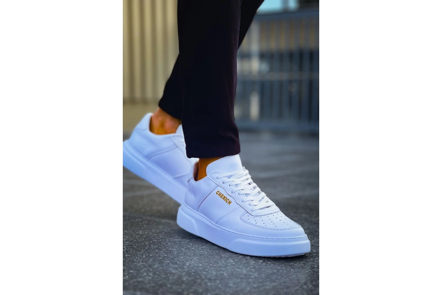 Shoecide Sho087 Bağcıklı Yüksek Taban Cbt Kenton Erkek Ayakkabı Beyaz / Beyaz