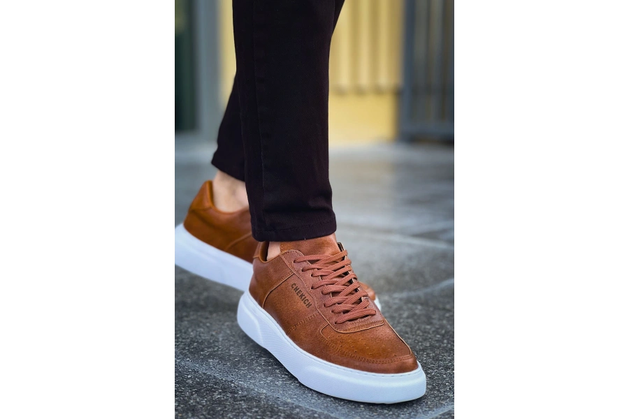 Shoecide Sho087 Bağcıklı Yüksek Taban Cbt Kenton Erkek Ayakkabı Taba