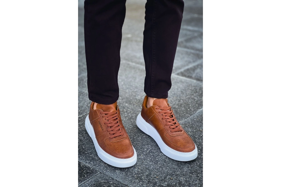 Shoecide Sho087 Bağcıklı Yüksek Taban Cbt Kenton Erkek Ayakkabı Taba