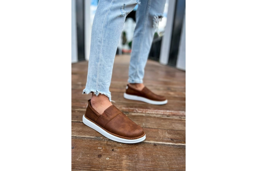 Shoecide Sho091 Bağcıksız Slip-on Rbt Brecon Erkek Ayakkabı Taba
