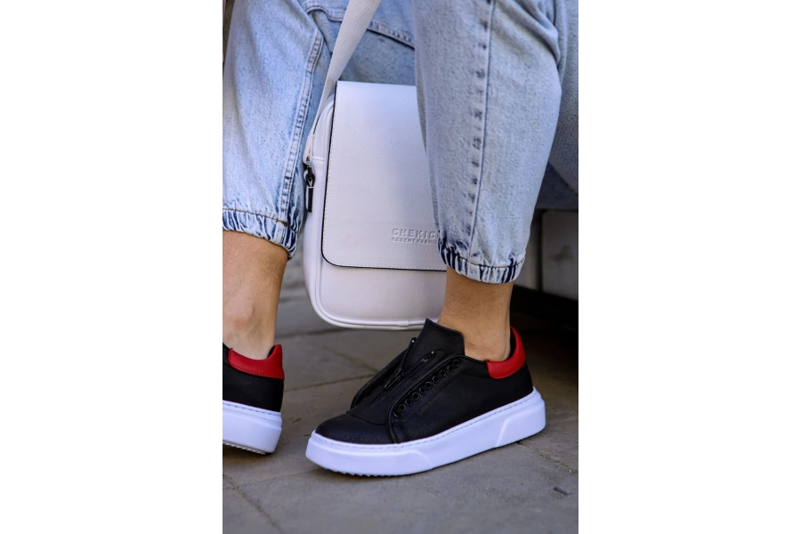 Shoecide Sho092 Gbt Zip Style Erkek Ayakkabı Sıyah/kırmızı