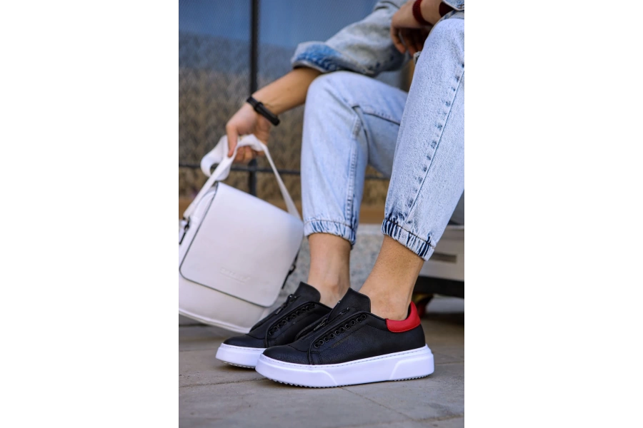 Shoecide Sho092 Gbt Zip Style Erkek Ayakkabı Sıyah/kırmızı
