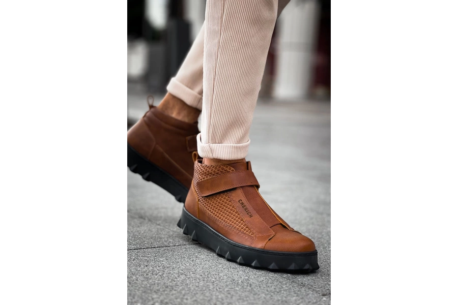 Shoecide Sho103 Cst Pyramid Long Erkek Bot Taba