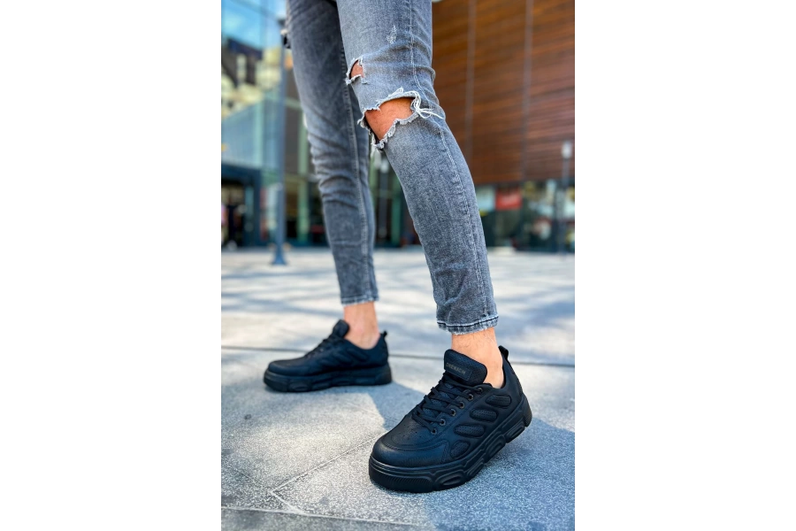 Shoecide Sho105 Bağcıklı Yüksek Taban Cst Cronus Erkek Ayakkabı Sıyah