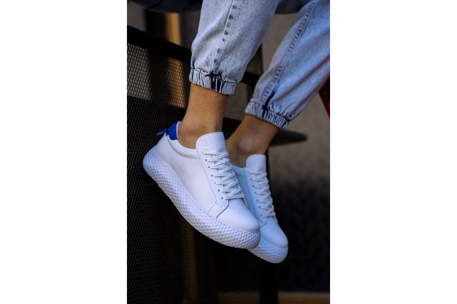 Shoecide Sho107 - Cbt Felibord Erkek Ayakkabı Beyaz / Sax Mavı