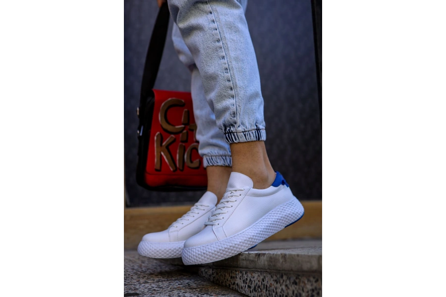 Shoecide Sho107 - Cbt Felibord Erkek Ayakkabı Beyaz / Sax Mavı