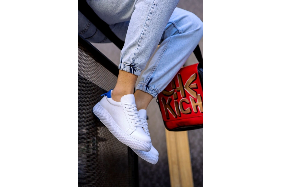 Shoecide Sho107 - Cbt Felibord Erkek Ayakkabı Beyaz / Sax Mavı