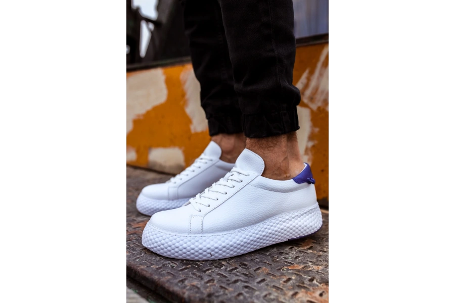 Shoecide Sho107 - Cbt Felibord Erkek Ayakkabı Beyaz / Sax Mavı
