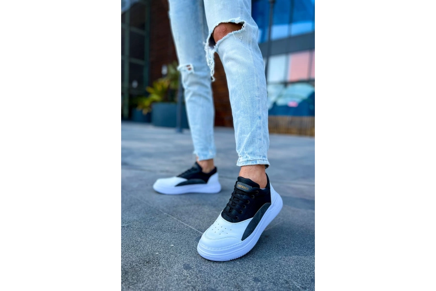 Shoecide Sho115 Bağcıklı Yüksek Taban Cbt Literide Erkek Ayakkabı Beyaz/antrasıt/sıyah