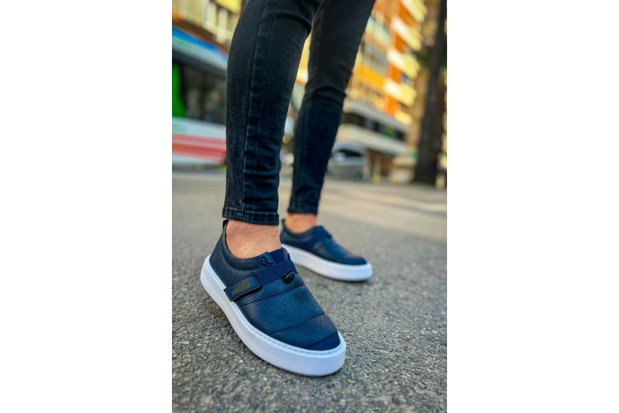 Shoecide Sho147 Cırtlı Yüksek Taban Cbt Dobeny Erkek Ayakkabı Lacıvert