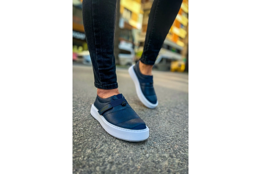 Shoecide Sho147 Cırtlı Yüksek Taban Cbt Dobeny Erkek Ayakkabı Lacıvert