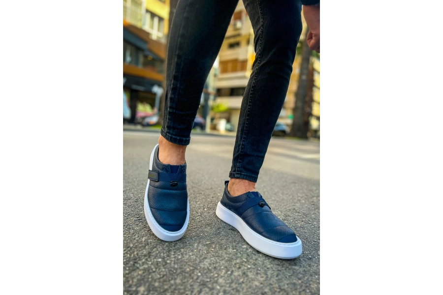 Shoecide Sho147 Cırtlı Yüksek Taban Cbt Dobeny Erkek Ayakkabı Lacıvert