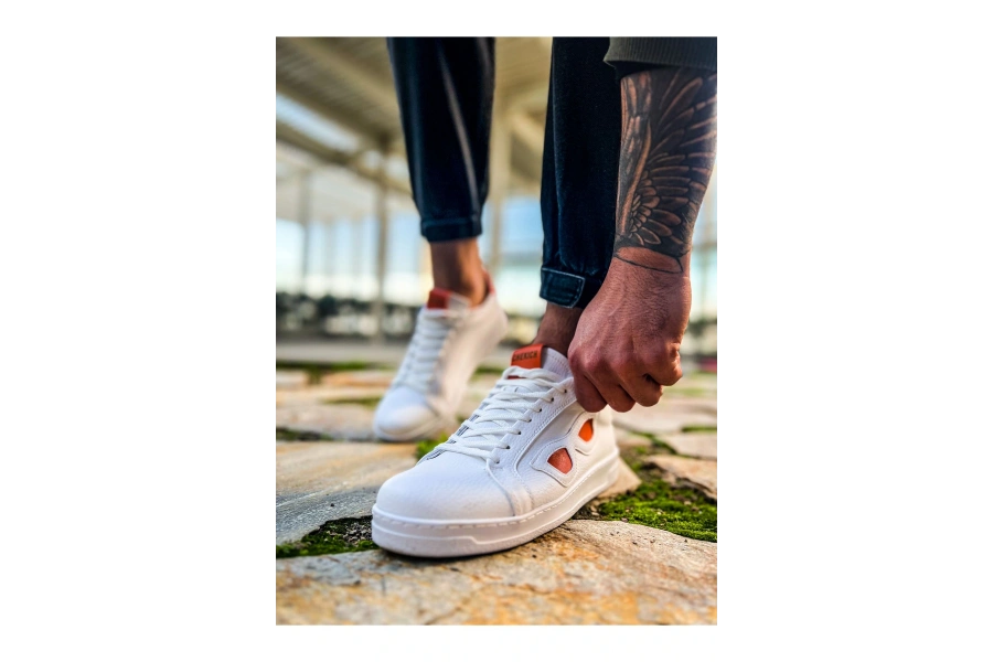 Shoecide Sho151 - Gbt Glasses Erkek Ayakkabı Beyaz - Turuncu