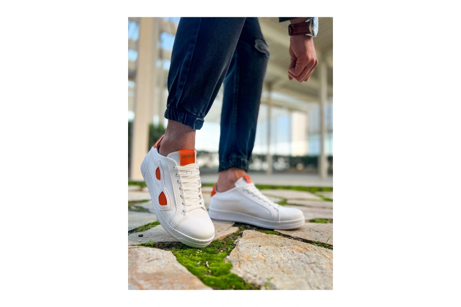 Shoecide Sho151 - Gbt Glasses Erkek Ayakkabı Beyaz - Turuncu