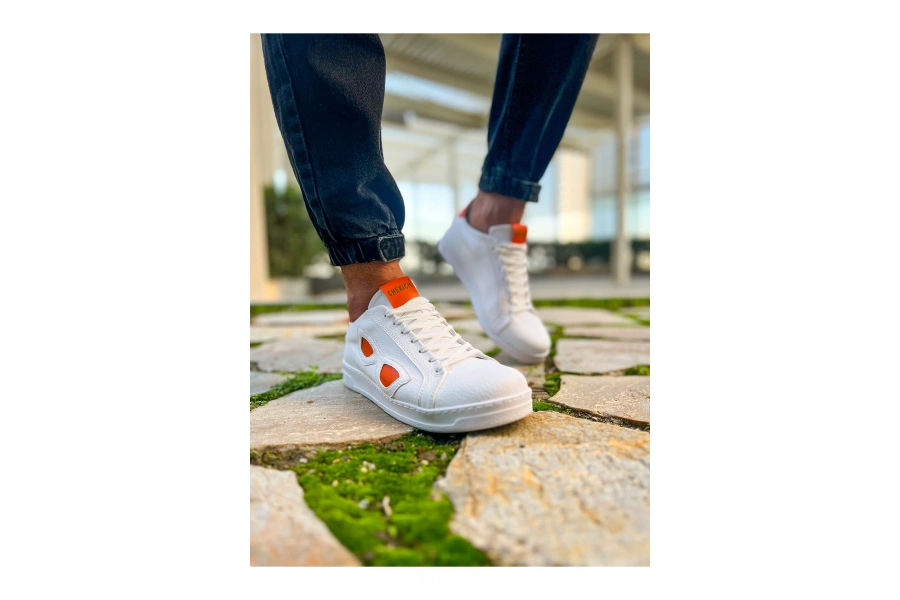 Shoecide Sho151 - Gbt Glasses Erkek Ayakkabı Beyaz - Turuncu