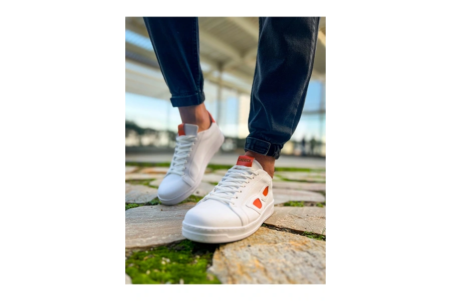 Shoecide Sho151 - Gbt Glasses Erkek Ayakkabı Beyaz - Turuncu