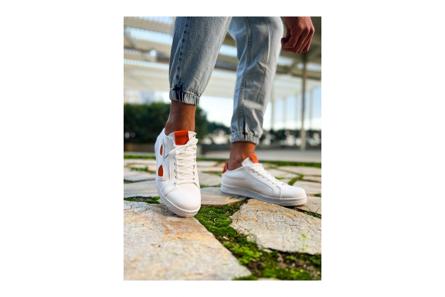 Shoecide Sho151 - Gbt Glasses Erkek Ayakkabı Beyaz - Turuncu